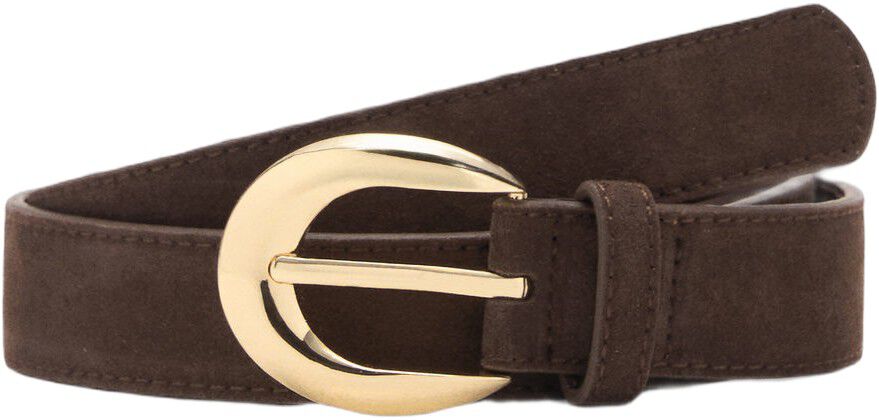 Leather belt with oval buckle
