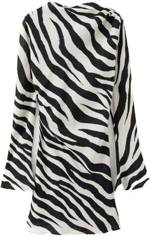 Zebra-print dress with flared sleev