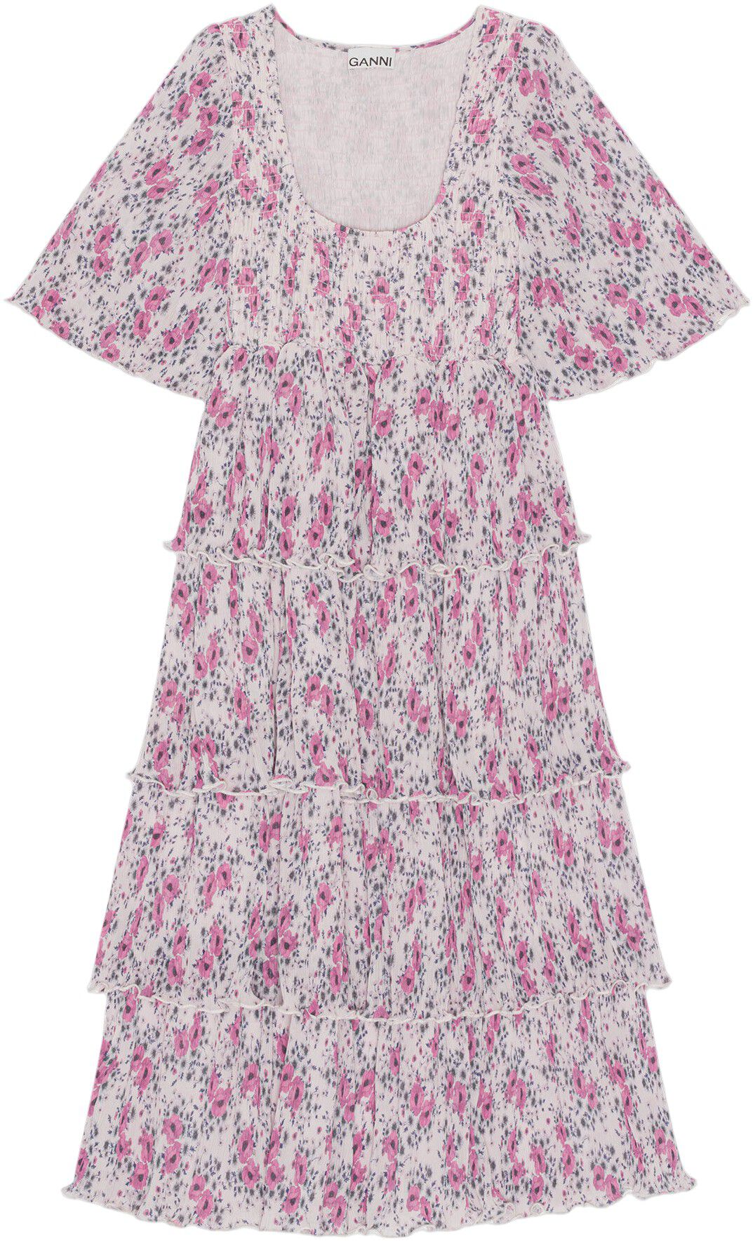 Pleated Georgette Flounce Smock Mid