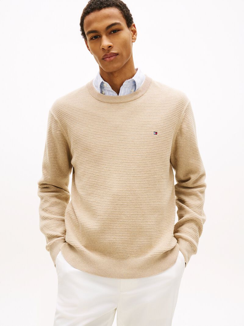 Textured Knit Crew Neck Jumper