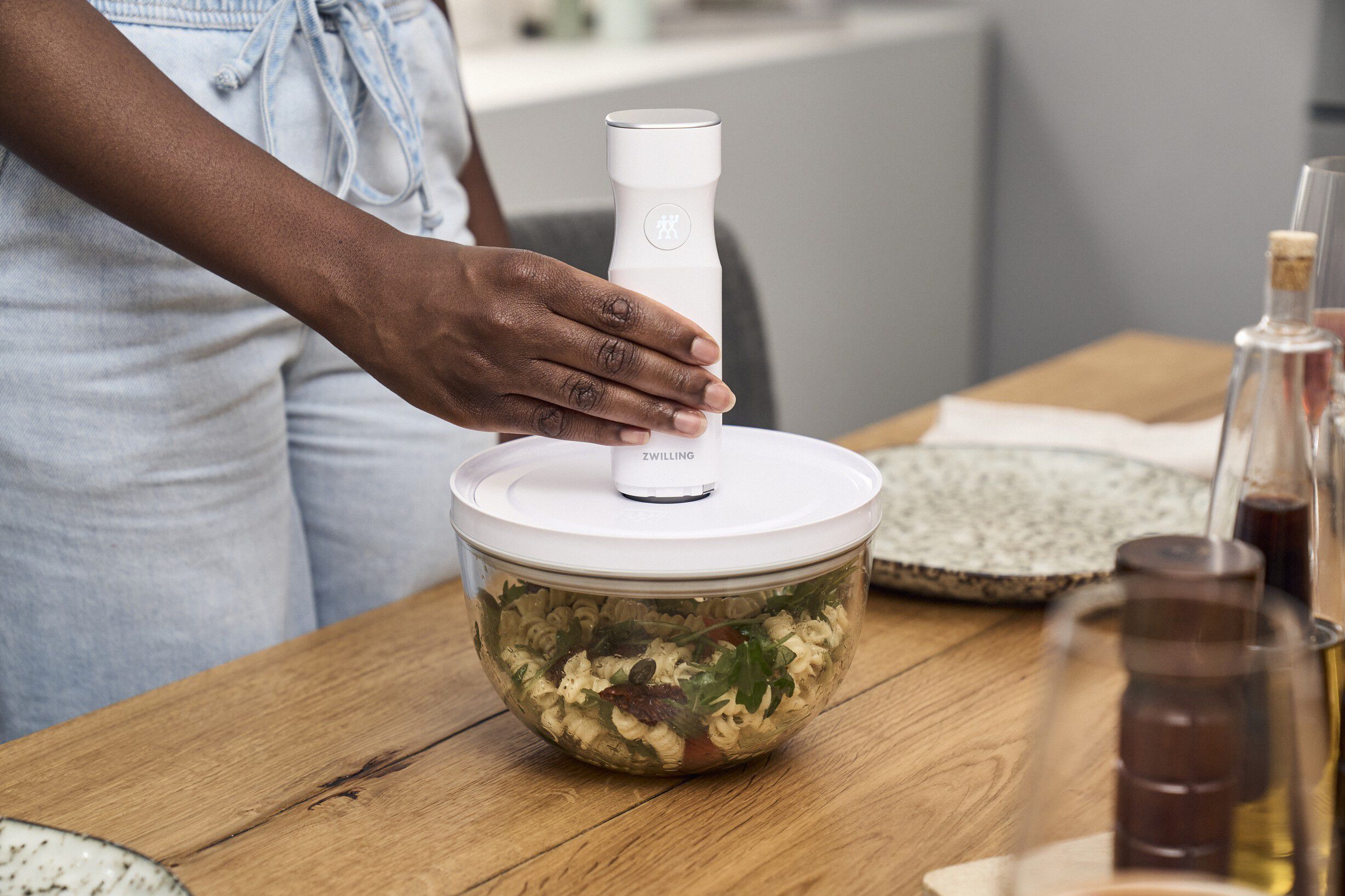 Fresh & Save BOWLS Vakuumsk&aring;l M / 19 cm, Glas, Gennemsigtig