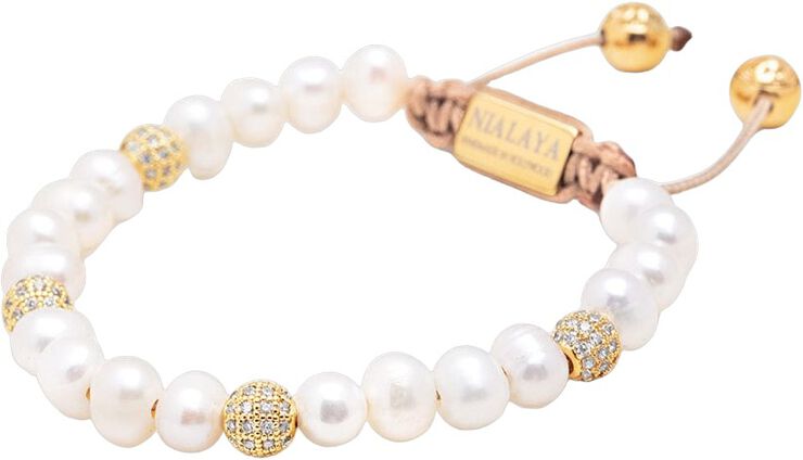 Women's Beaded Bracelet with Pearl and Gold