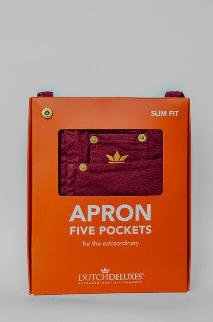 Five Pockets Apron , Slim Fit, Canvas Aubergine Burgundy