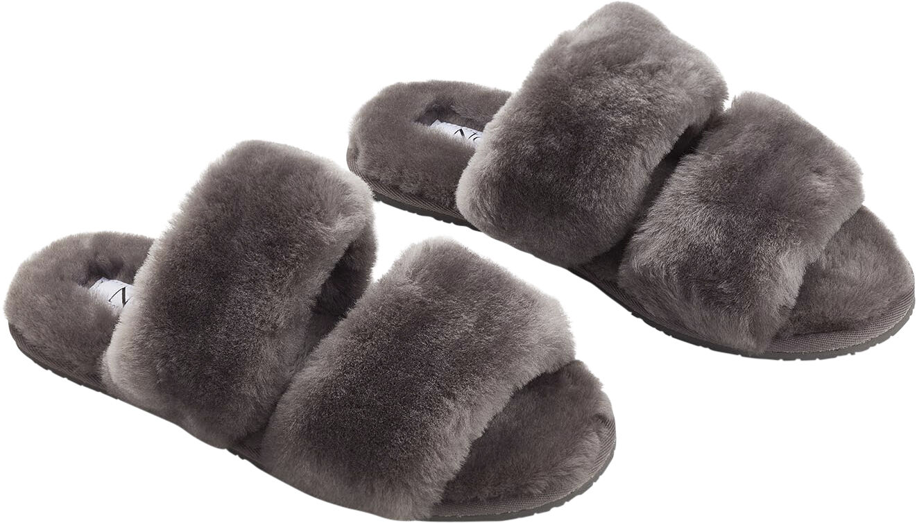 Slippers Straps (of 100% New Zealand Sheepskin) Dark Grey