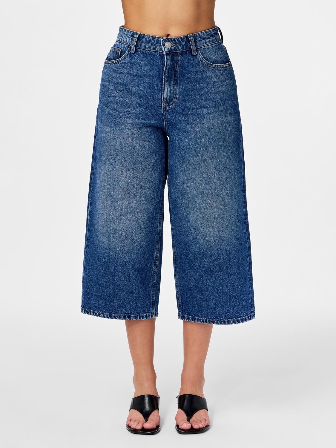 PCKATE MW CULOTTE JEANS BC