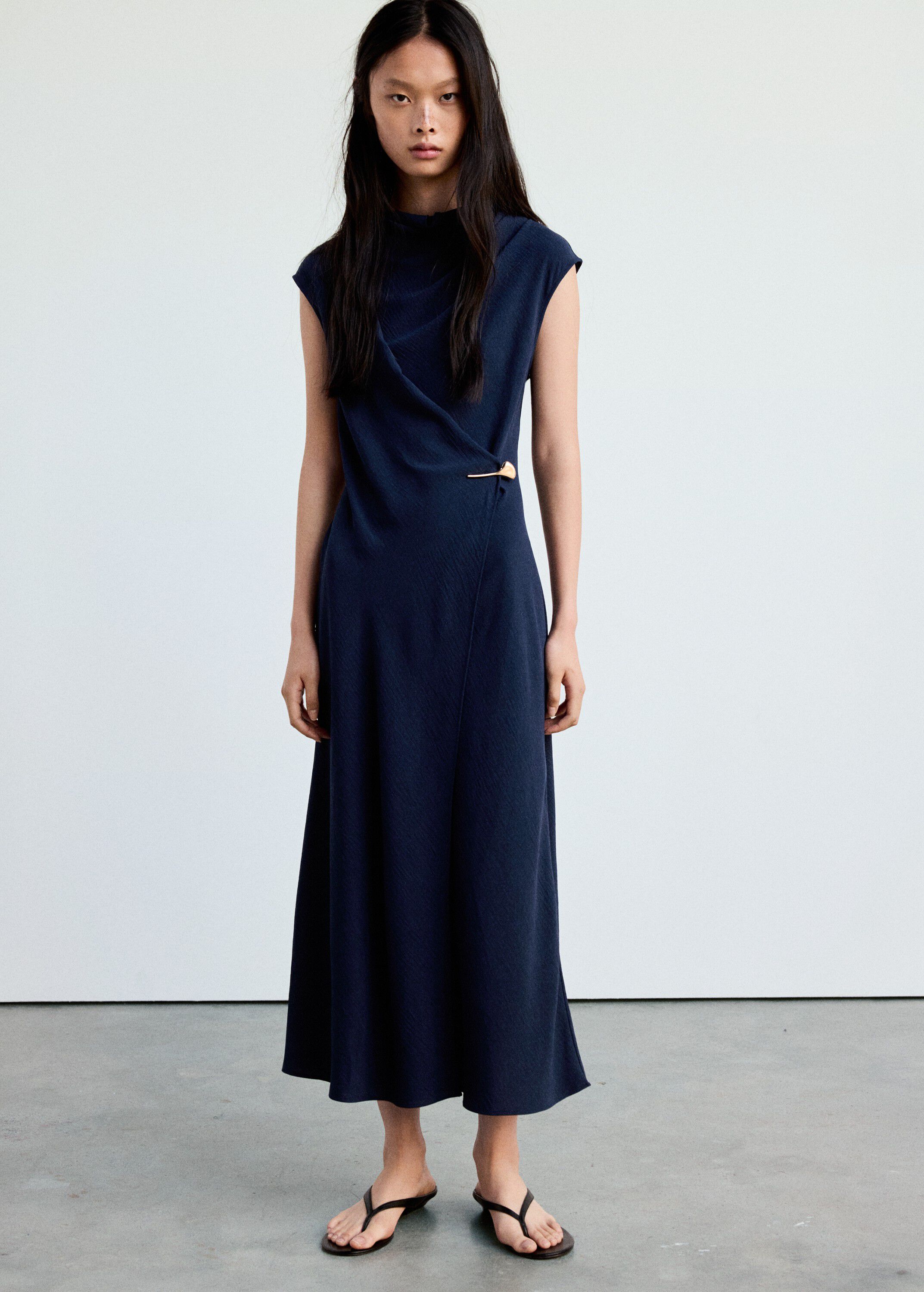 Draped dress with jewel detail
