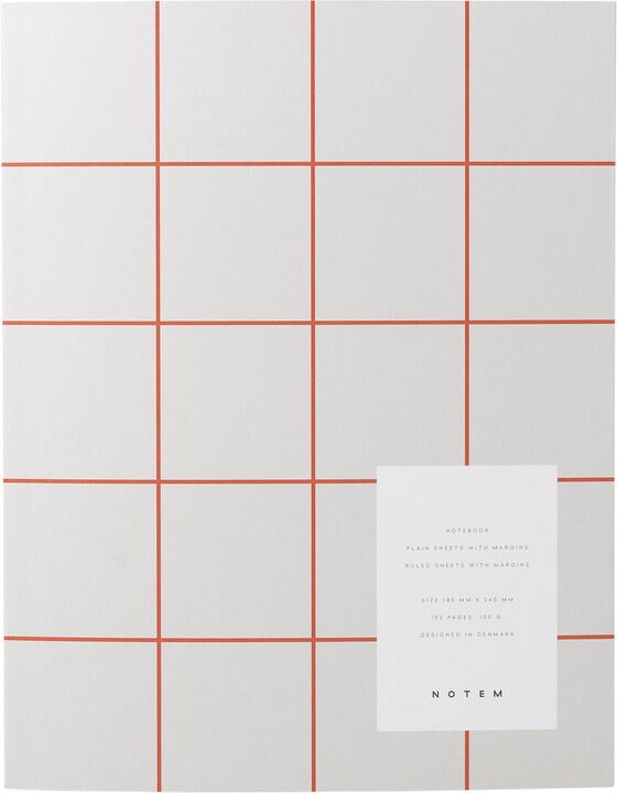 Stor notesbog med syet ryg, lys grå