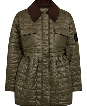 Shiny Quilt Midi Jacket w. Flare