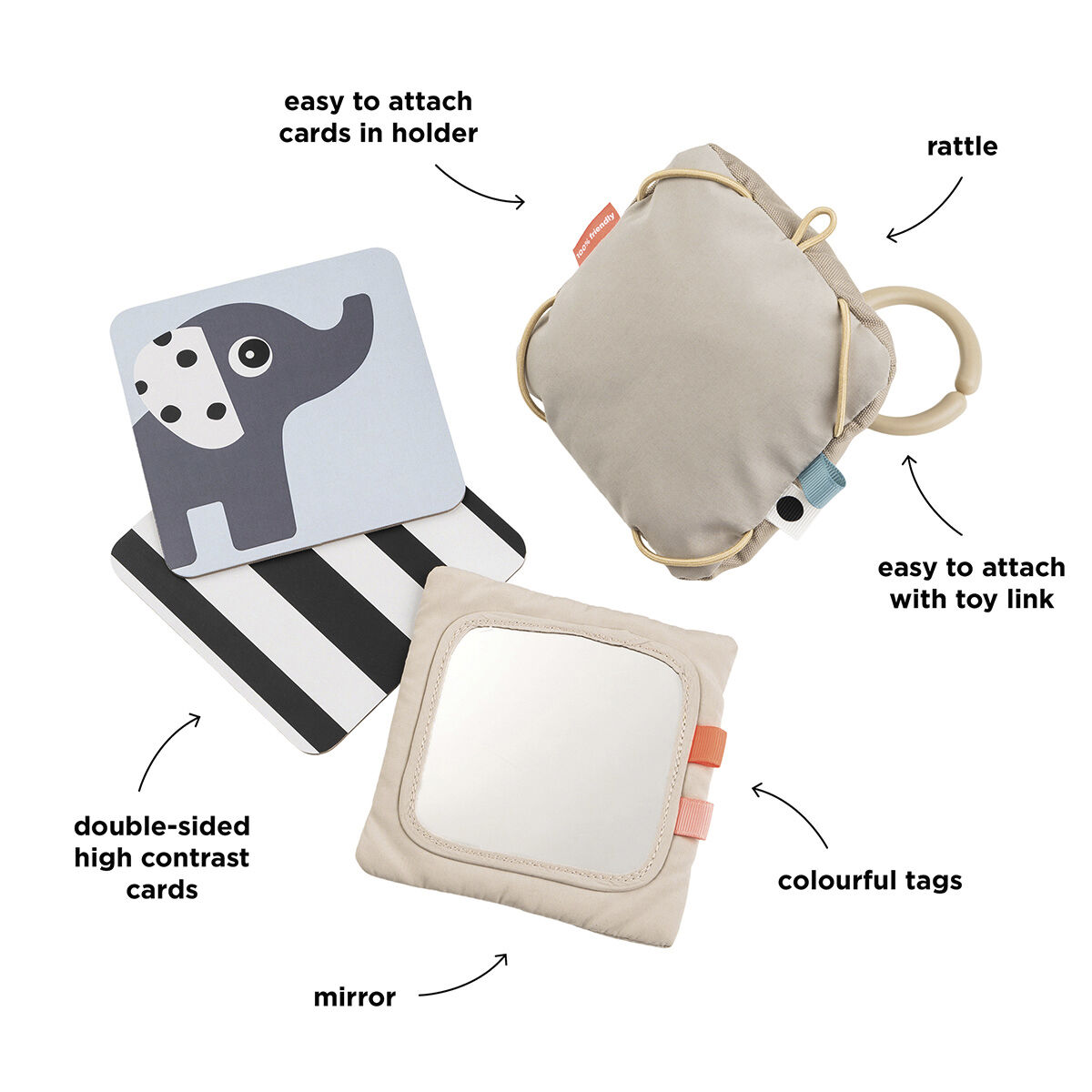 Baby kontrastkortholder Deer friends Sand
