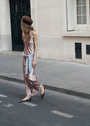 Strapless satin dress