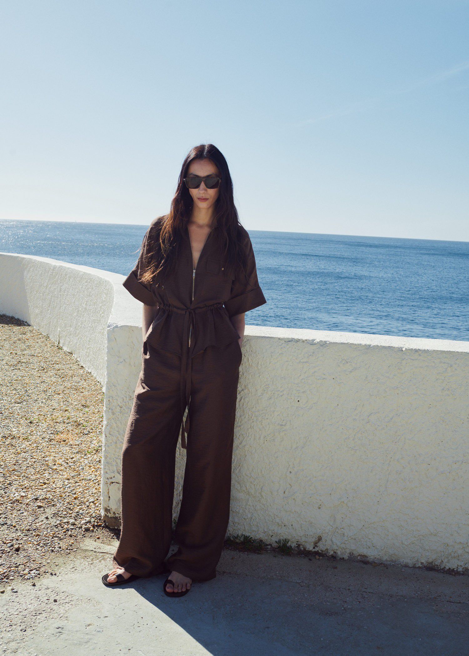 Linen blouse with belt