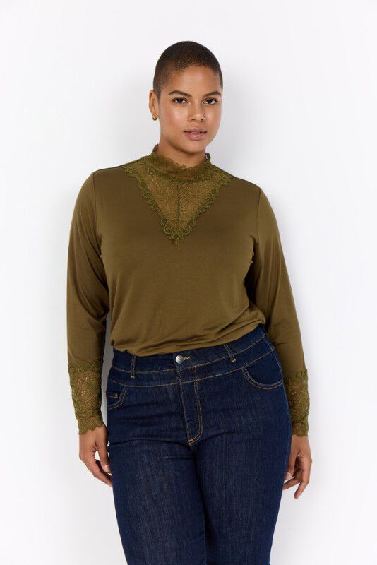 Curvy WA-STELLA 8 Bluse M&oslash;rk sand