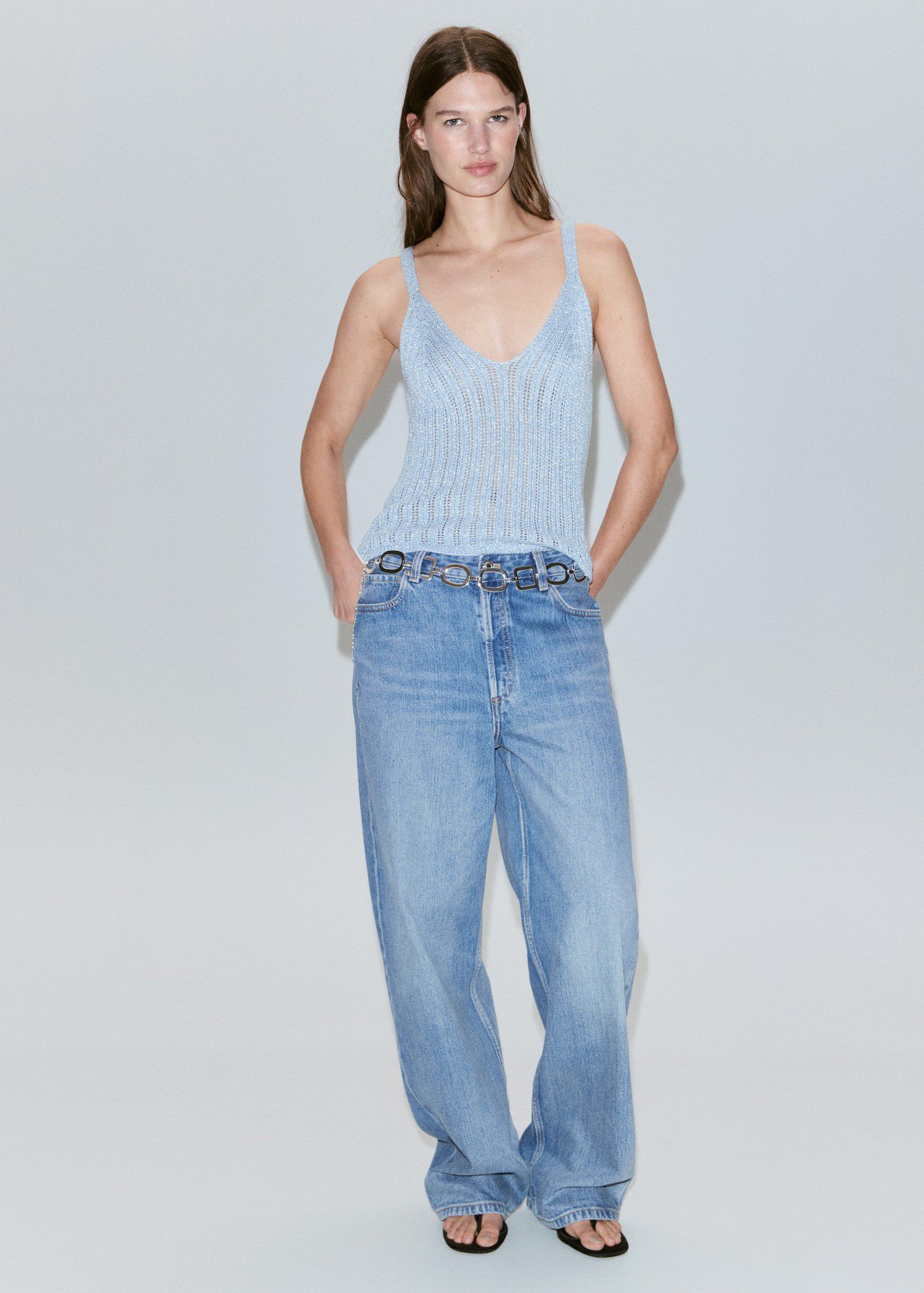 Lurex openwork knit top