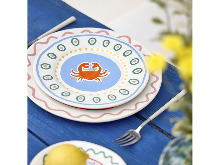 Tallerken flad Bliss 27 cm Blå/Koral/Rosa/Grøn Keramik