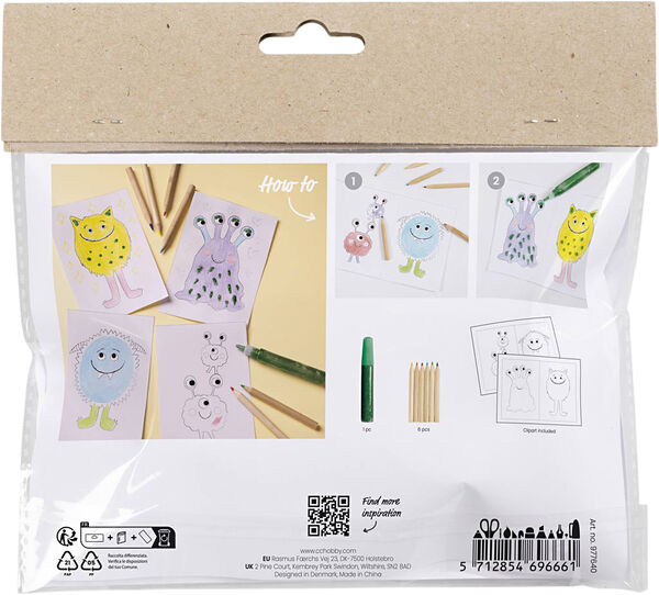 Mini DIY Kit Farvelægning, Monster,