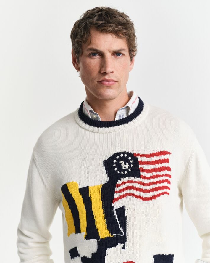 FLAG INTARSIA COTTON C-NECK