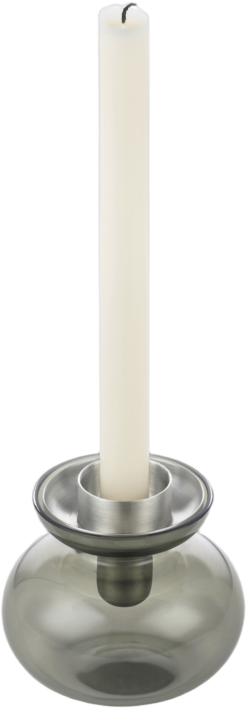 Vase/Lysestage Inu 11 x 10 cm Smoked Grey/Steel