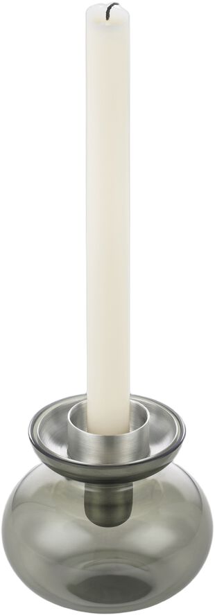 Vase/Lysestage Inu 11 x 10 cm Smoked Grey/Steel