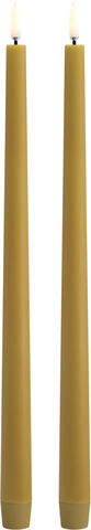 LED taper candle, Curry yellow, Smooth, 2,3x32 cm / 2-pack