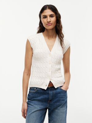 MID GG CABLE VEST CARDI