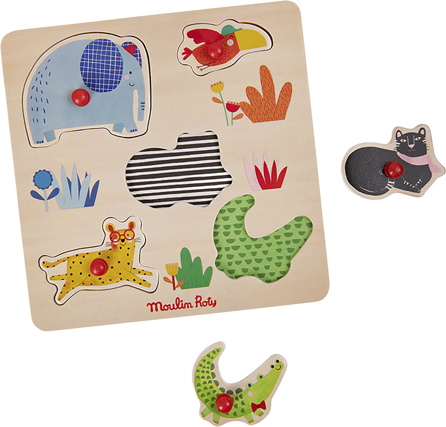 Moulin Roty - Knoppuslespil 5 brk - Jungledyr - Les Toupitis