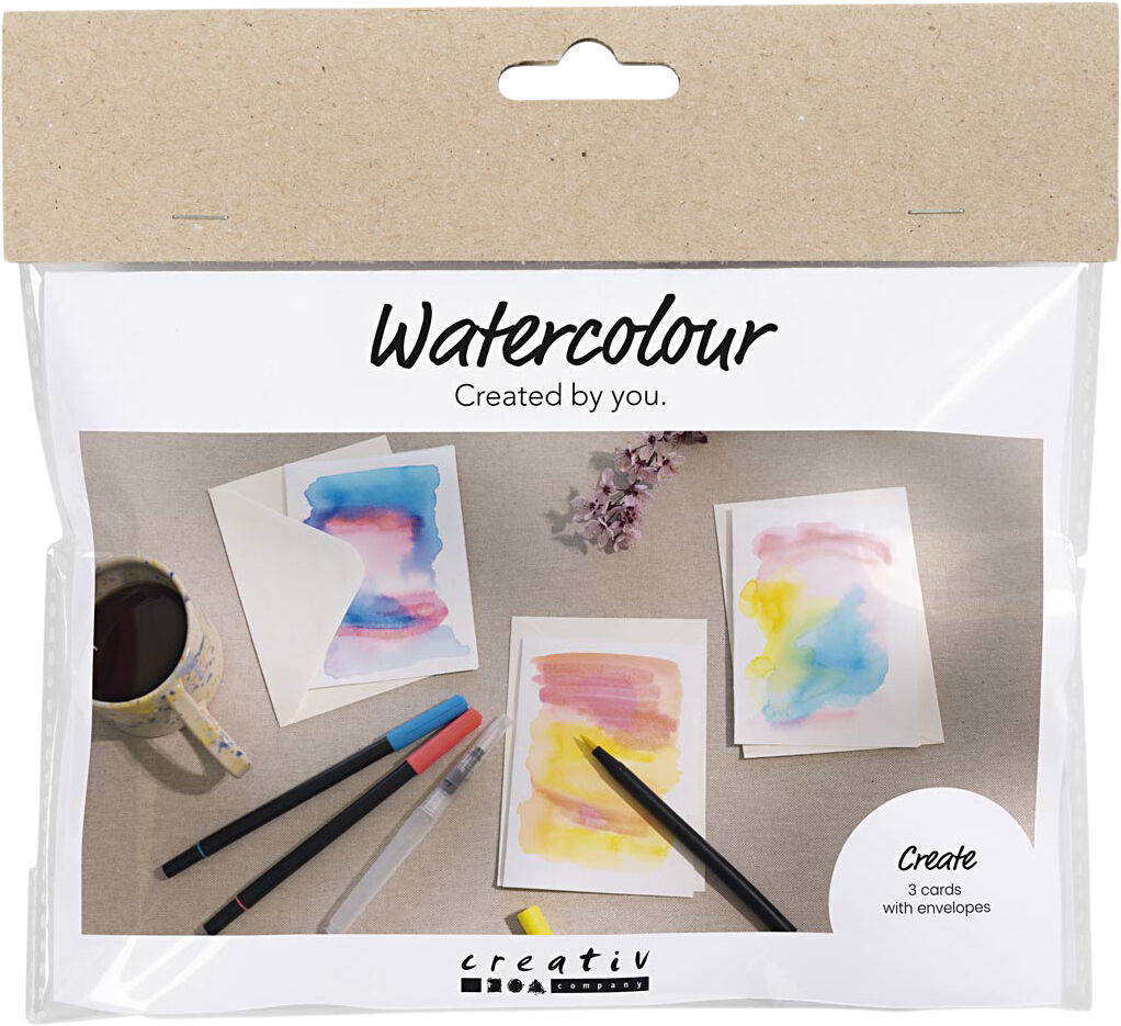 Mini DIY Kit Akvarel, Kort med kuverter