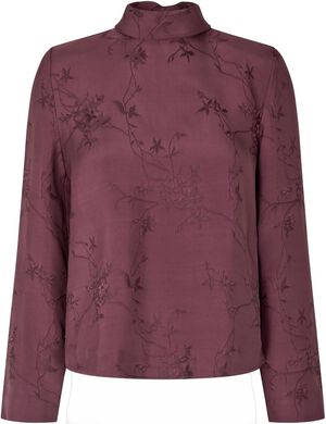 2548 Fluid Jacquard, Relaxed Tie Neck Blouse