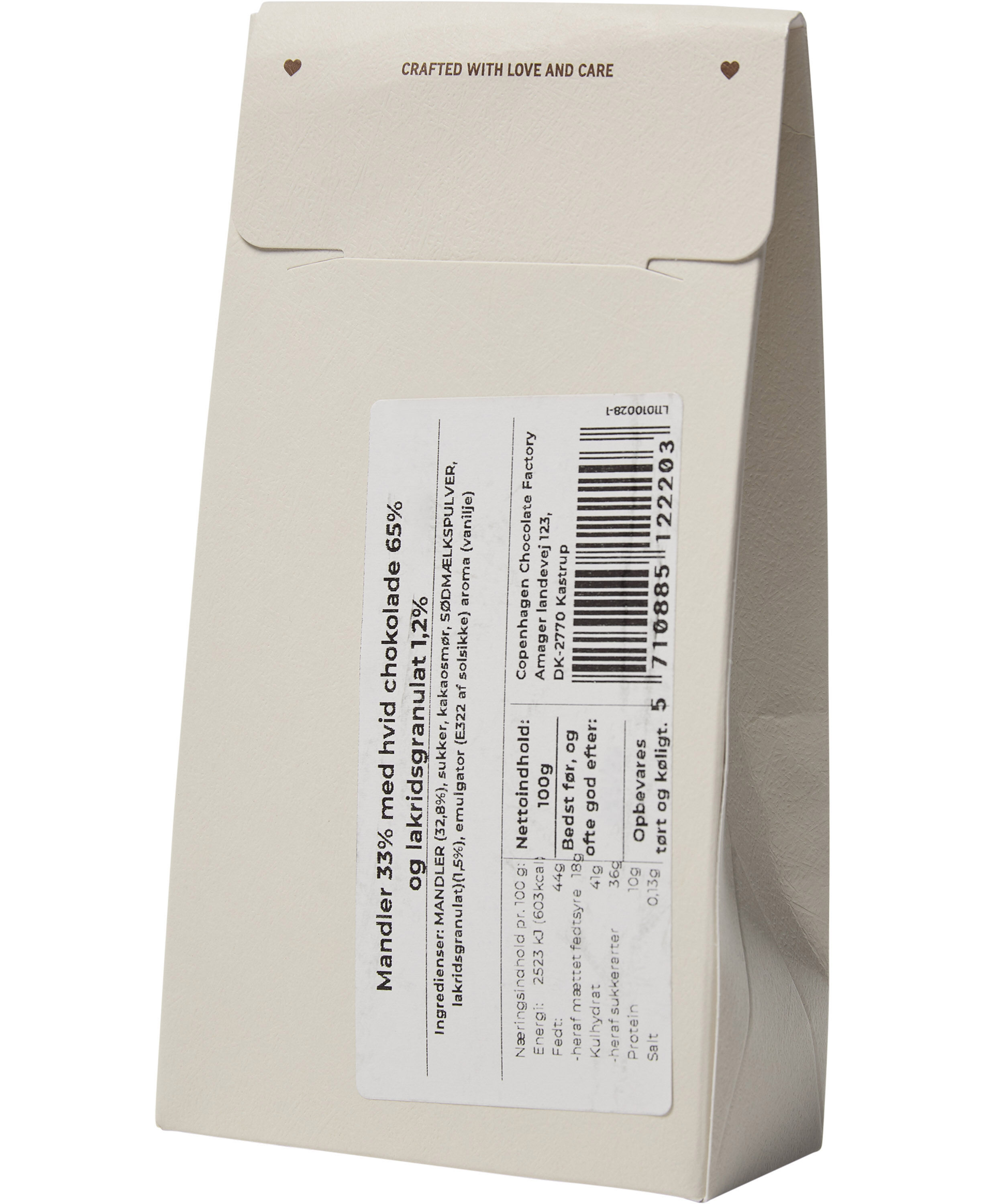 &AElig;ske, Mandeldrag&eacute; m/ hvid chokolade & lakridsgranulat 100 g