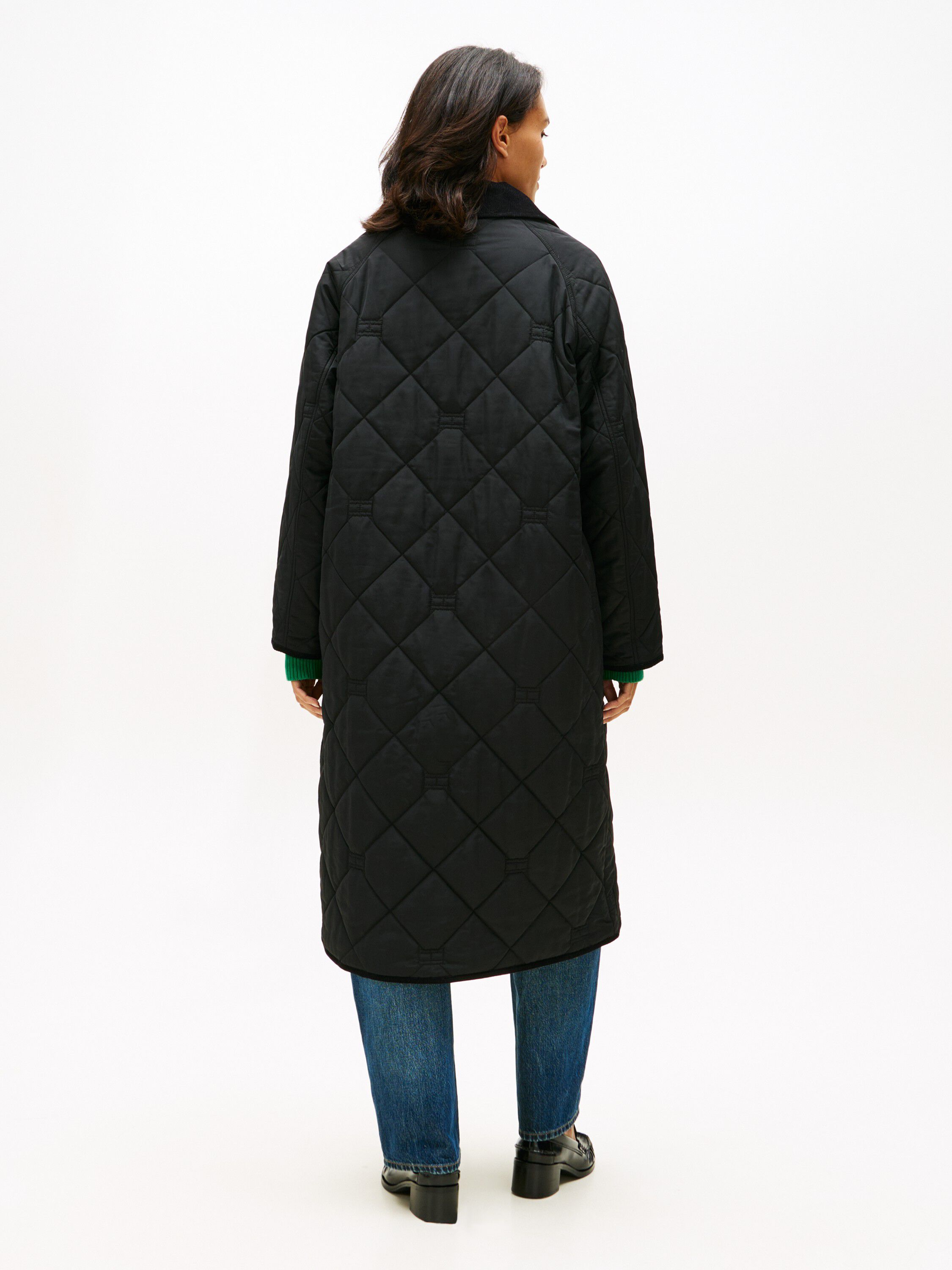 Flag Quilted Padded Oversized Longline Coat