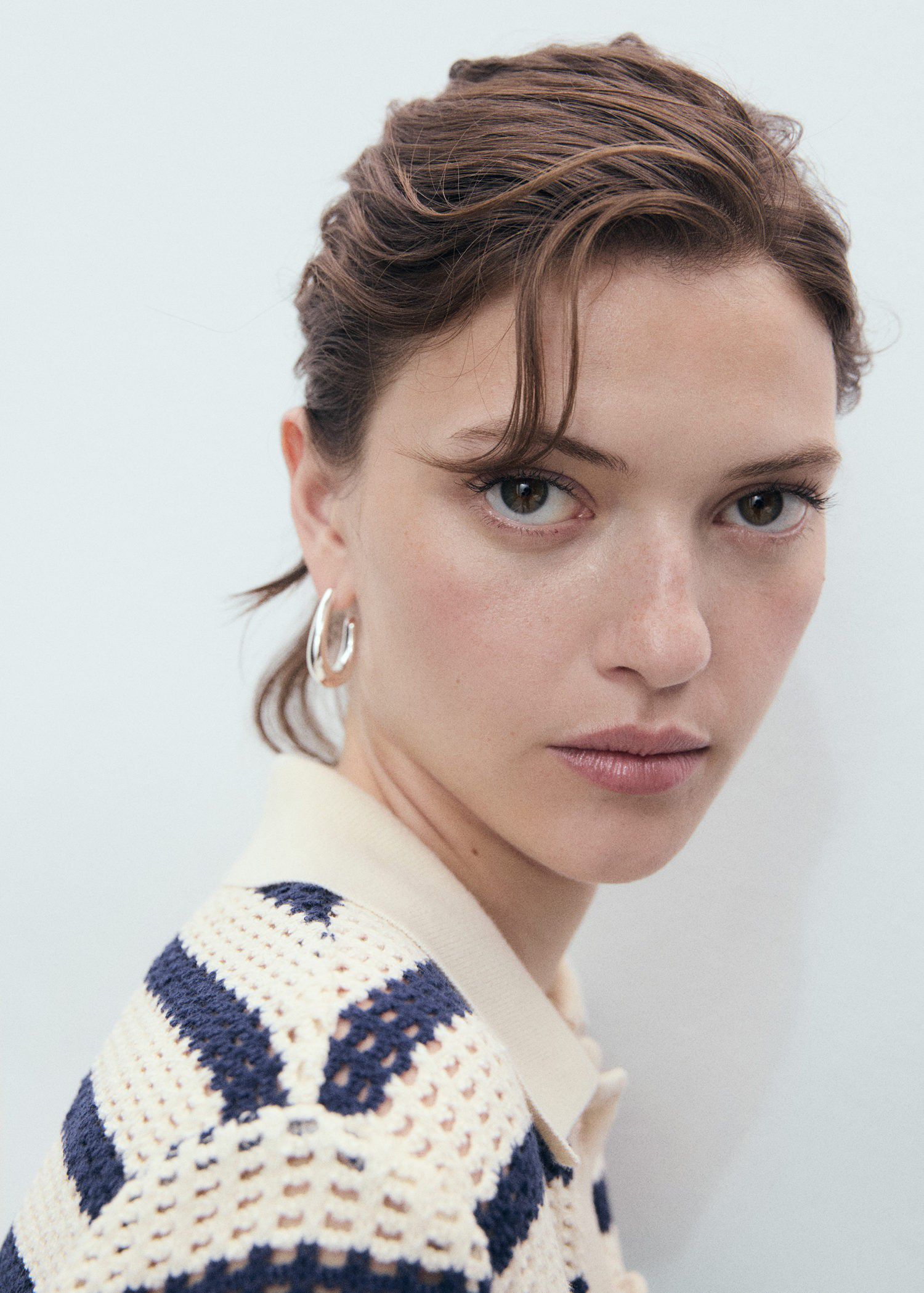 Short sleeve striped cardigan