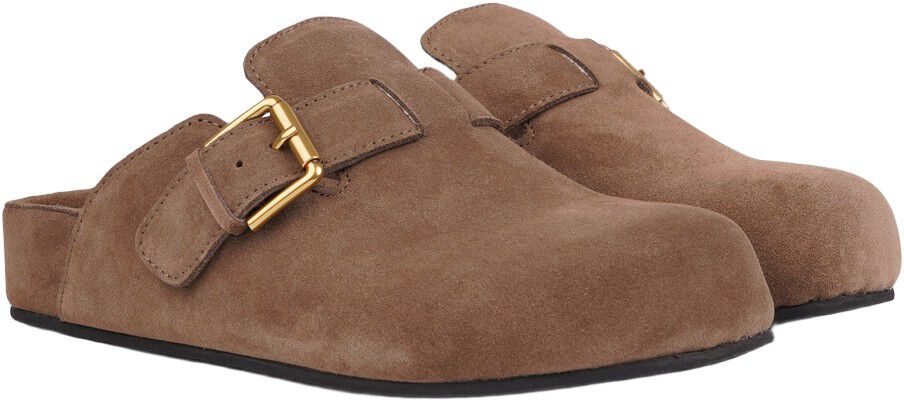 KAMAKURA - SILK COW SUEDE MULES WITH BUCKLE