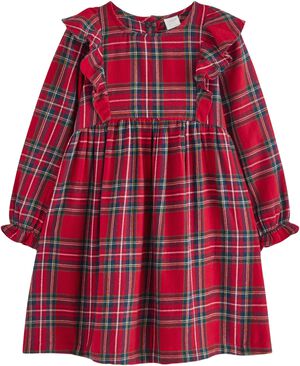 Vævet, ternet kjole i blød bomuld m