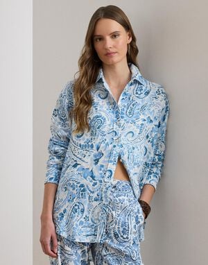 Relaxed Fit Paisley Linen Shirt