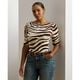 Zebra-Print Stretch Cotton Boatneck Tee