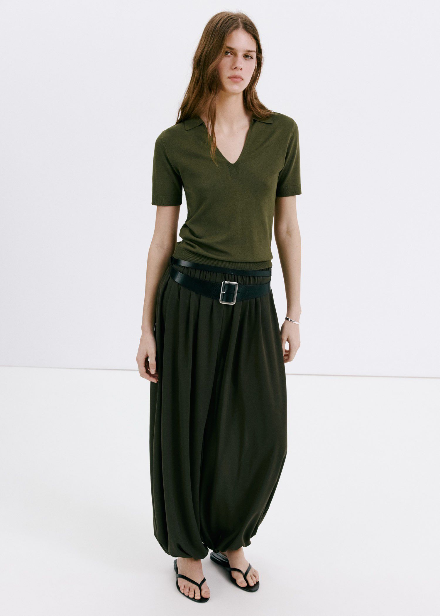 Fine-knit polo shirt
