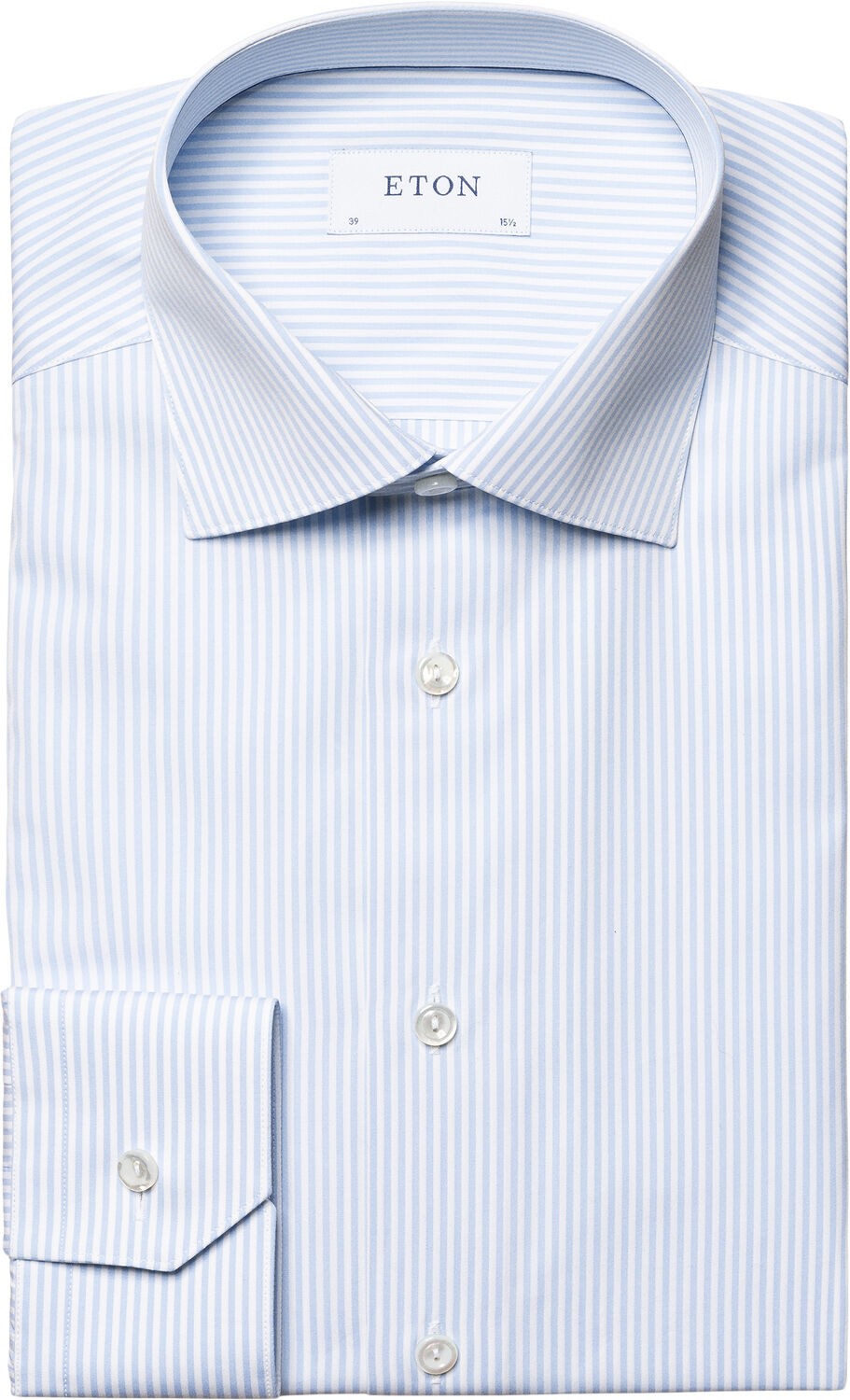 Slim Fit Light Blue Bengal Striped Elevated Poplin Shirt