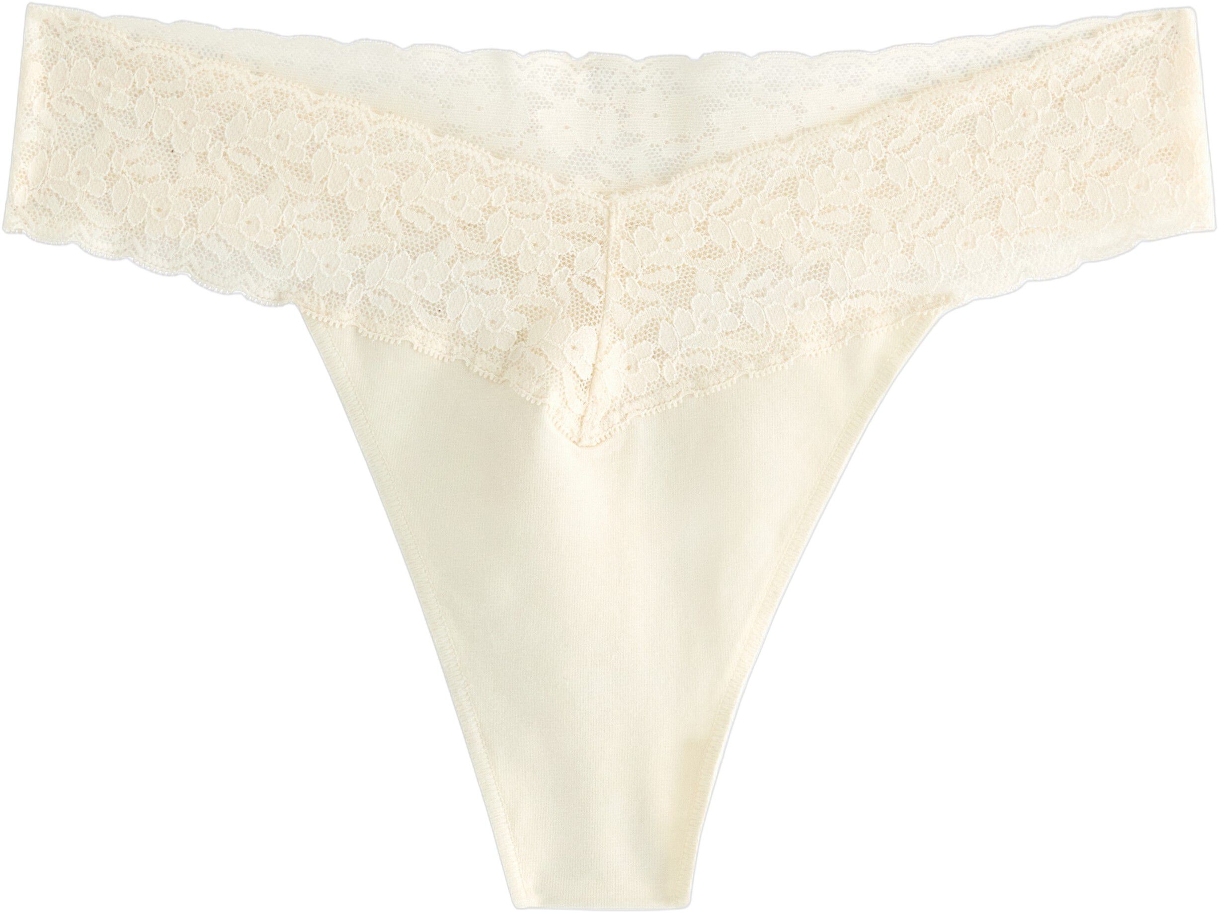 Myk tanga med blonder og lav midje.