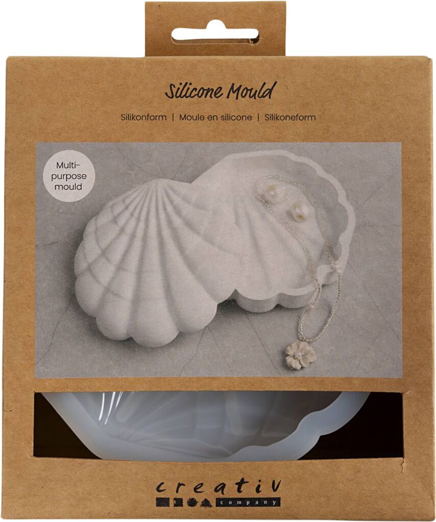 Silikoneform, Musling, H: 3 cm, L: 13,2 cm, B: 13,3 cm.