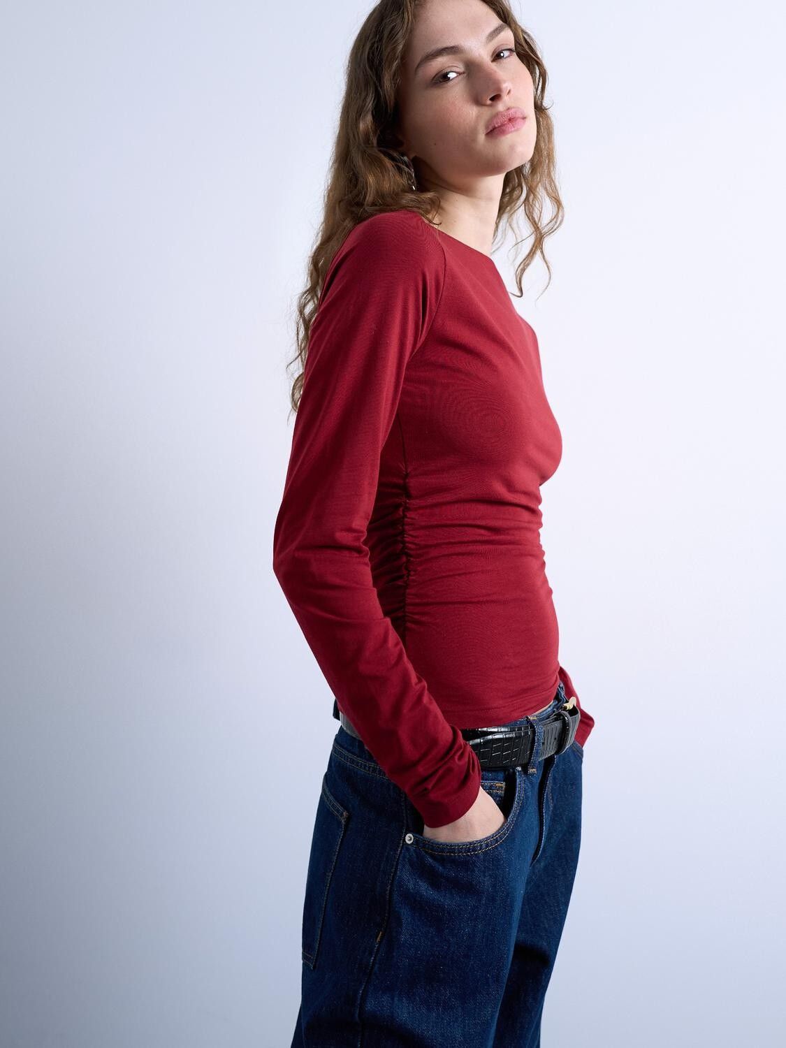 TSMINNA LS RUCHED TOP JSR - COTTON