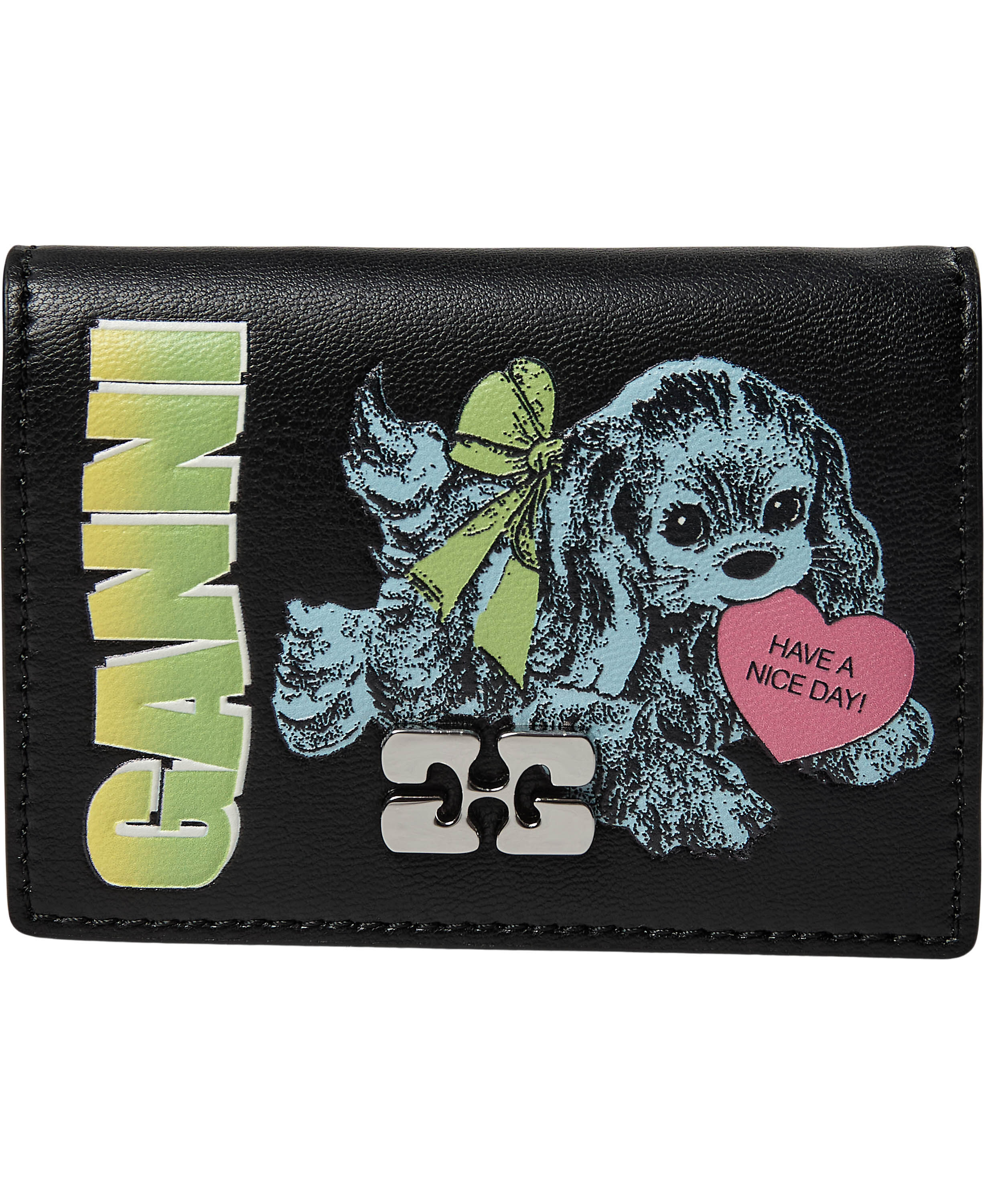 Ganni Card Holder With Flap Blue Do