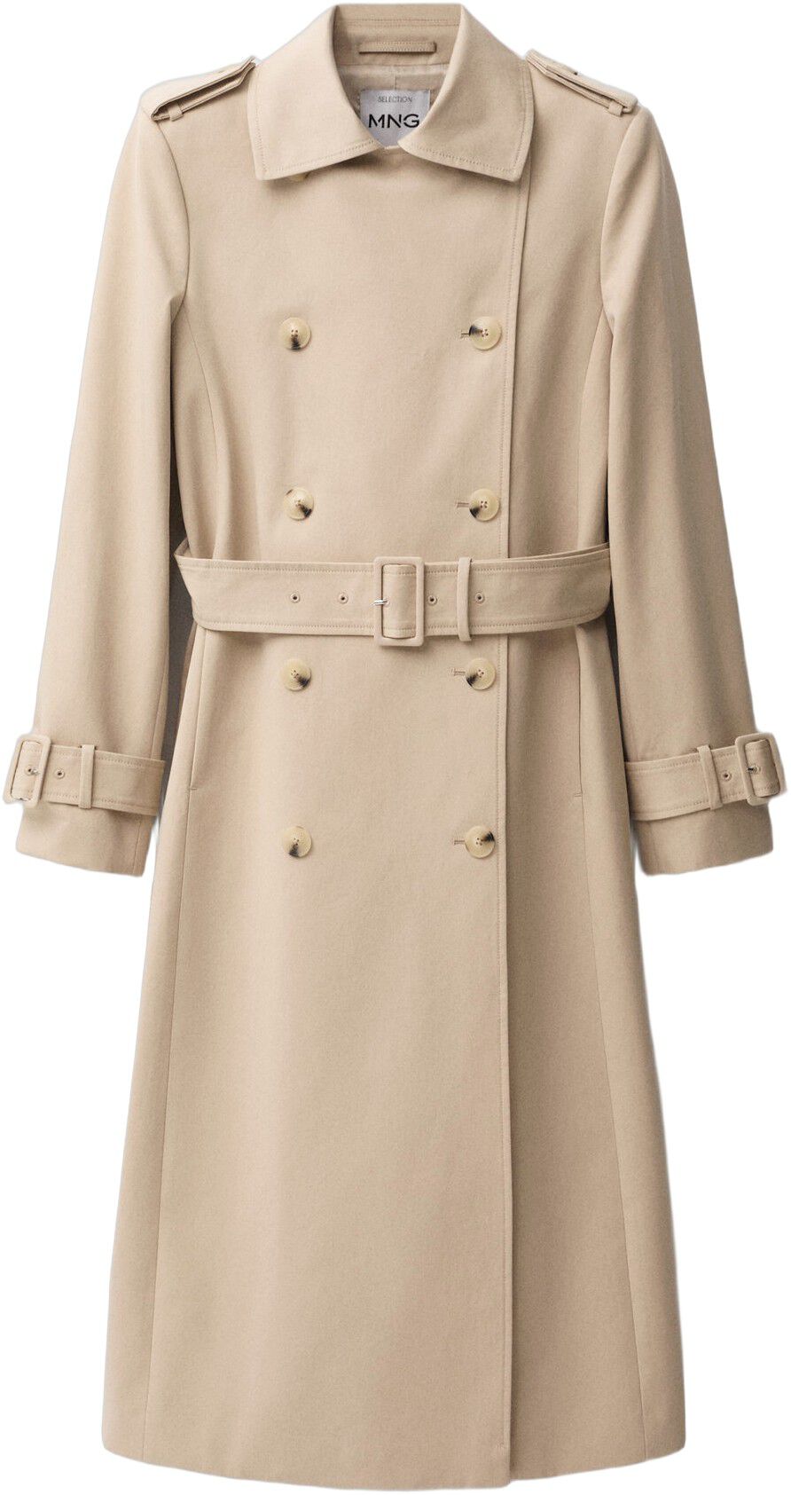 Double-breasted cotton trench coat