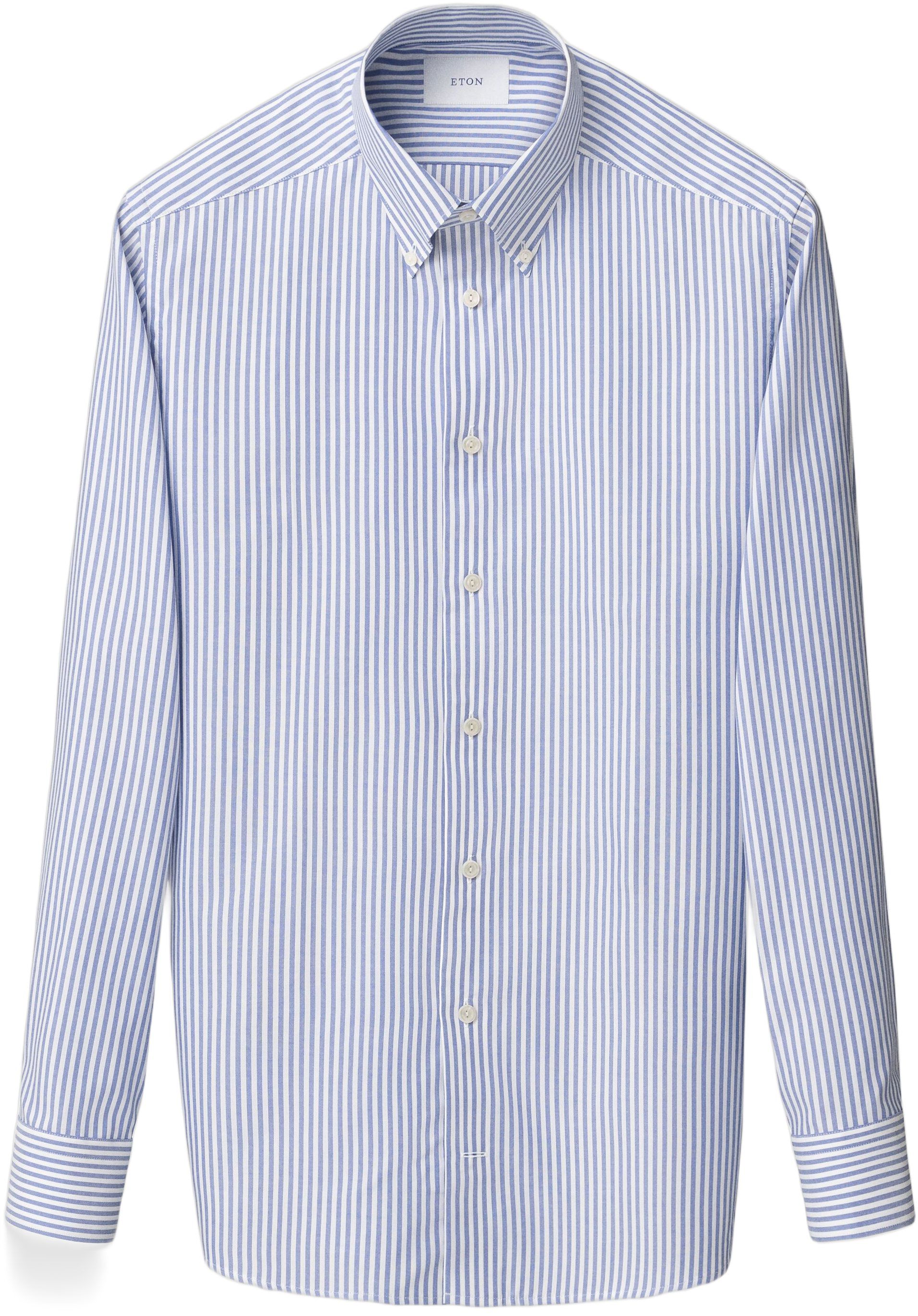Slim Fit Mid blue Striped Signature Oxford Shirt