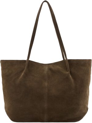 Suede leather shopper bag