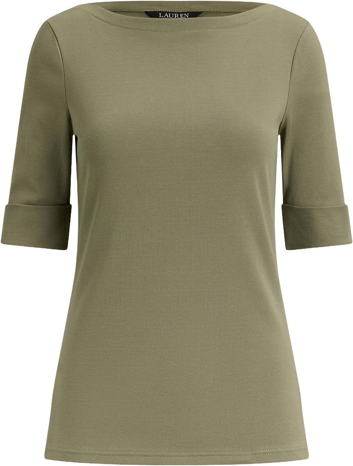 Stretch Cotton Boatneck Tee