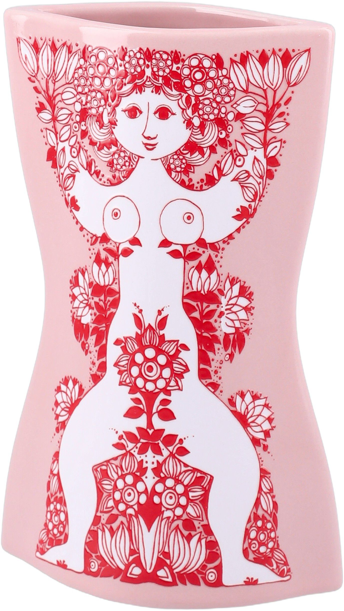 Nina Vase H16. 5 cm pink/r&oslash;d