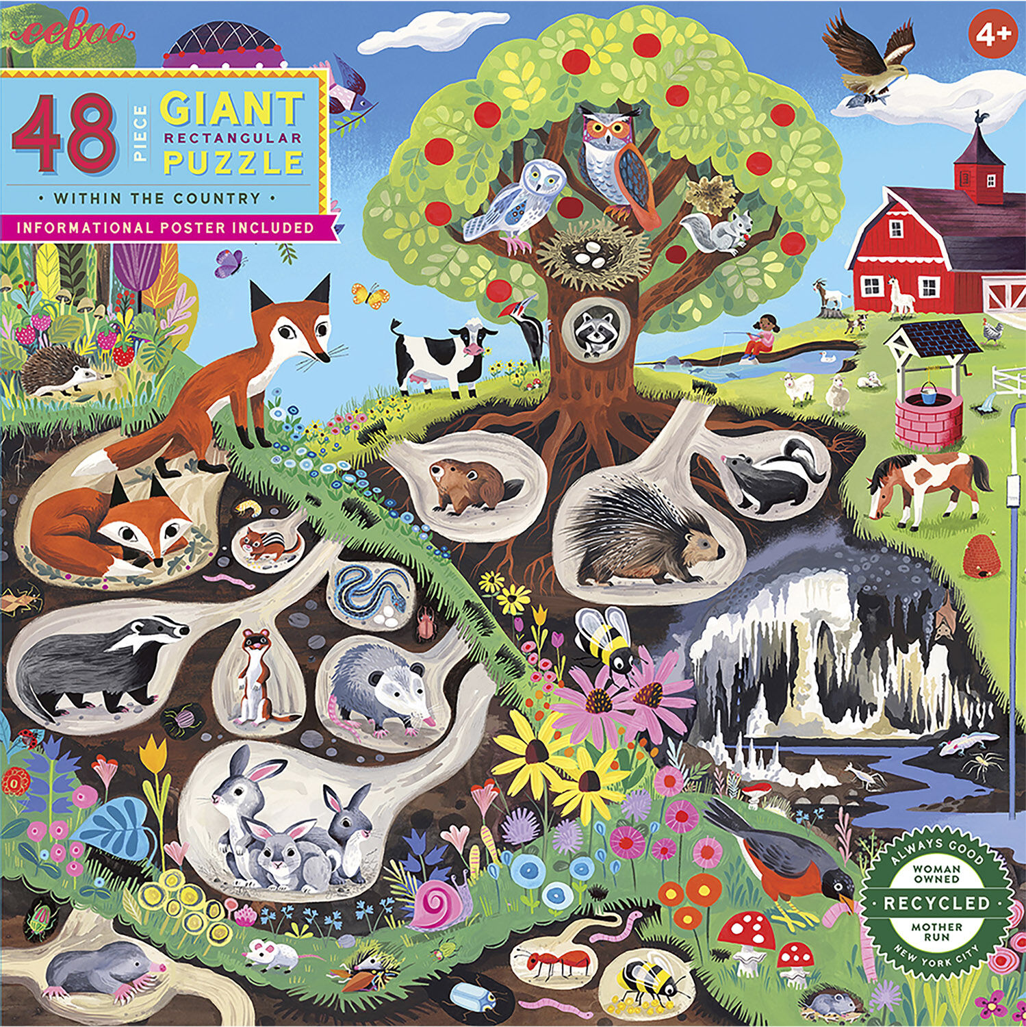 eeBoo - Jumbo puslespil 48 brk - Landet