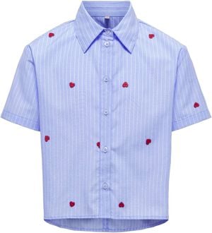 KOGNEW LINA SS STRIPE EMB SHIRT WVN