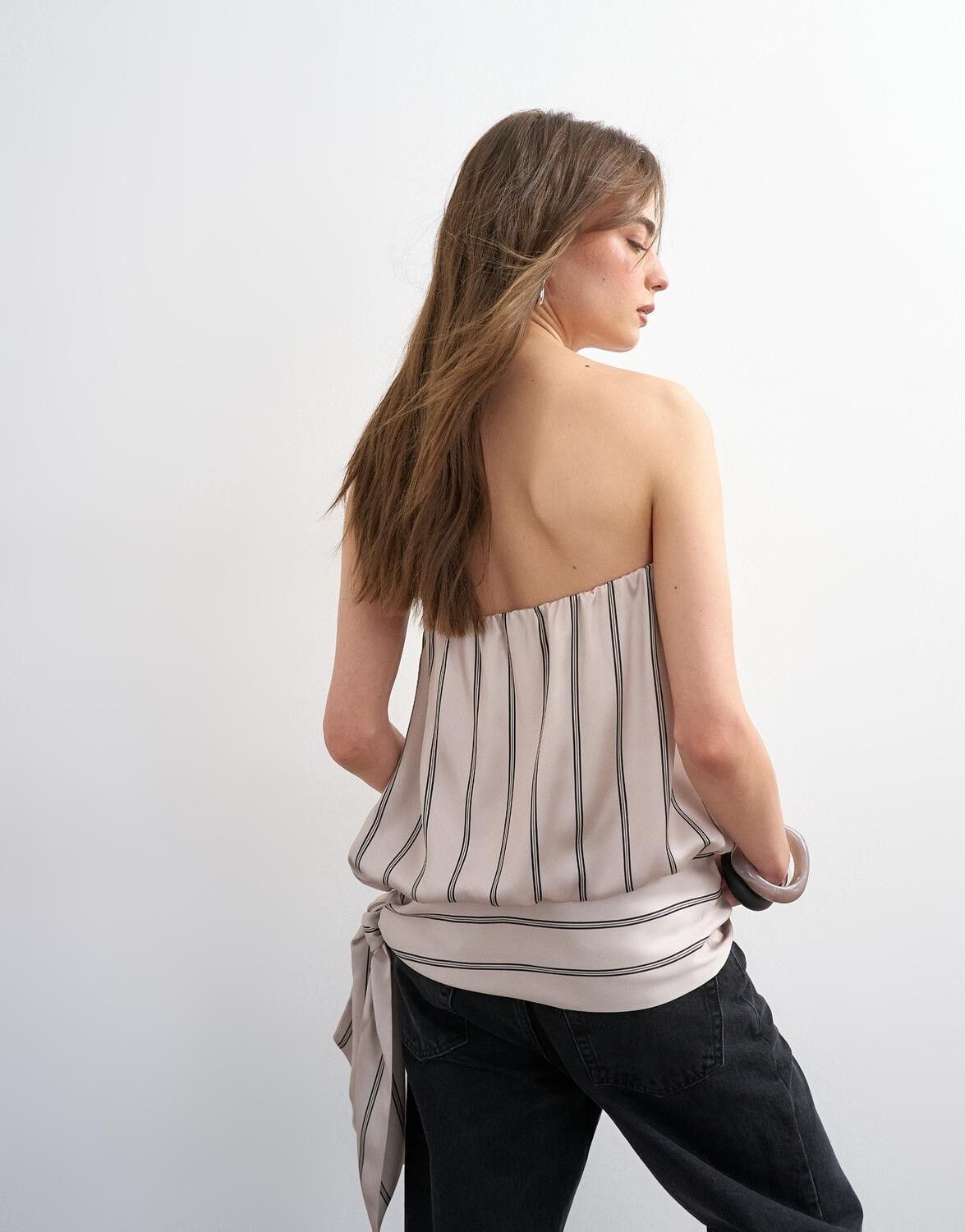 TSNICOLE BANDEAU BUBBLE STRIPE TOP