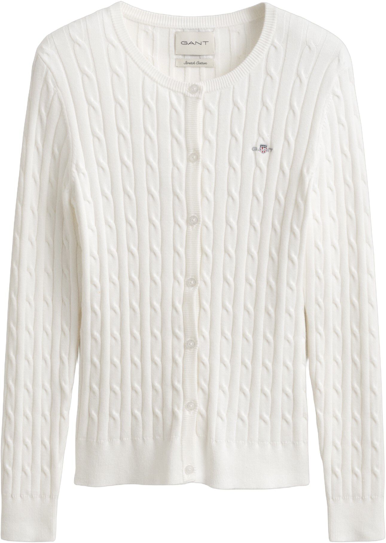 STRETCH COTTON CABLE CARDIGAN