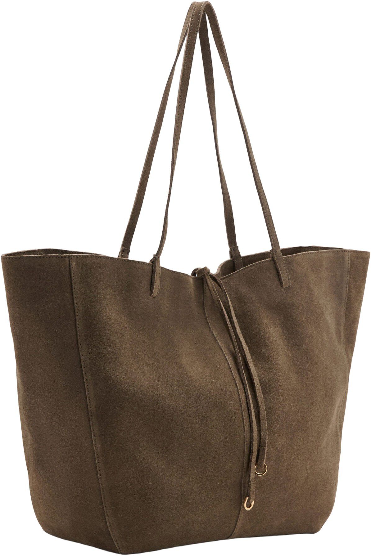 Suede leather shopper bag
